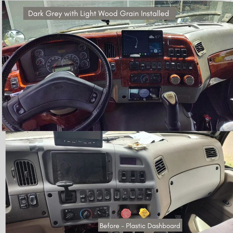 Complete Fiberglass Dashboard Dark Grey with Wood Grain – Auto Or Mechanic Transmission - Image 6