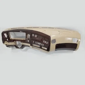 Tan with wood grain complete fiberglass dashboard for Ford Aeromax, combining durability with a stylish, custom finish